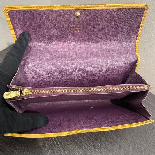 #169 LOUIS VUITTON Yellow Epi Leather Long Wallet