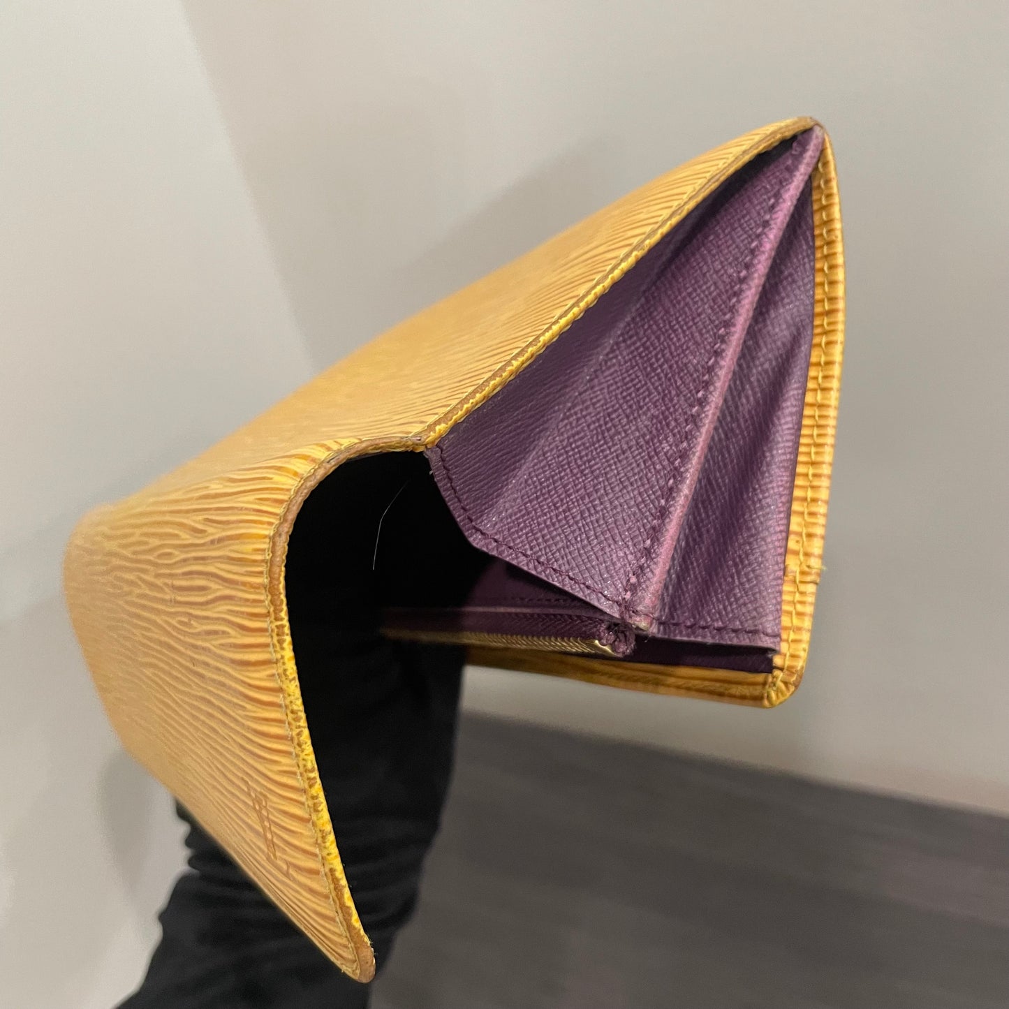 #169 LOUIS VUITTON Yellow Epi Leather Long Wallet