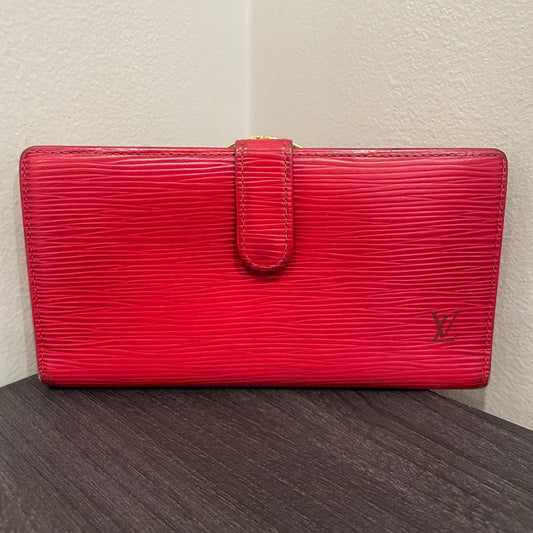 #170 LOUIS VUITTON Red Epi Leather Wallet with Kiss Clasp