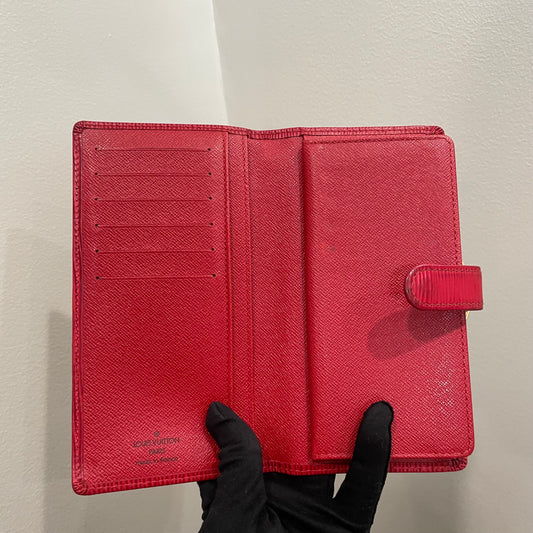 #170 LOUIS VUITTON Red Epi Leather Wallet with Kiss Clasp