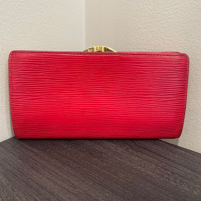 #170 LOUIS VUITTON Red Epi Leather Wallet with Kiss Clasp