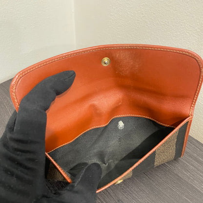 #172 FENDI Brown Leather Canvas Wallet