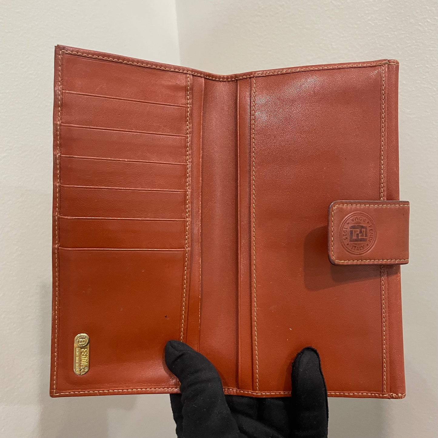 #172 FENDI Brown Leather Canvas Wallet
