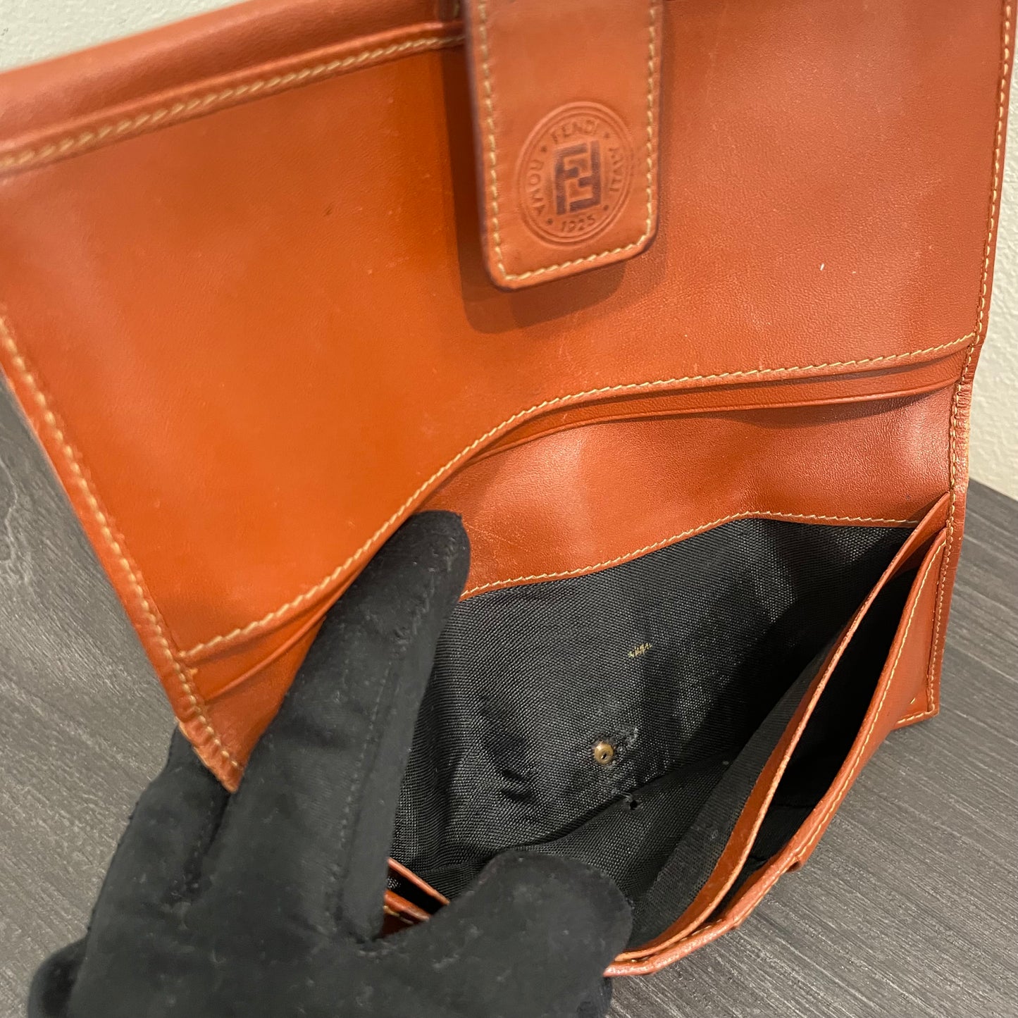 #172 FENDI Brown Leather Canvas Wallet