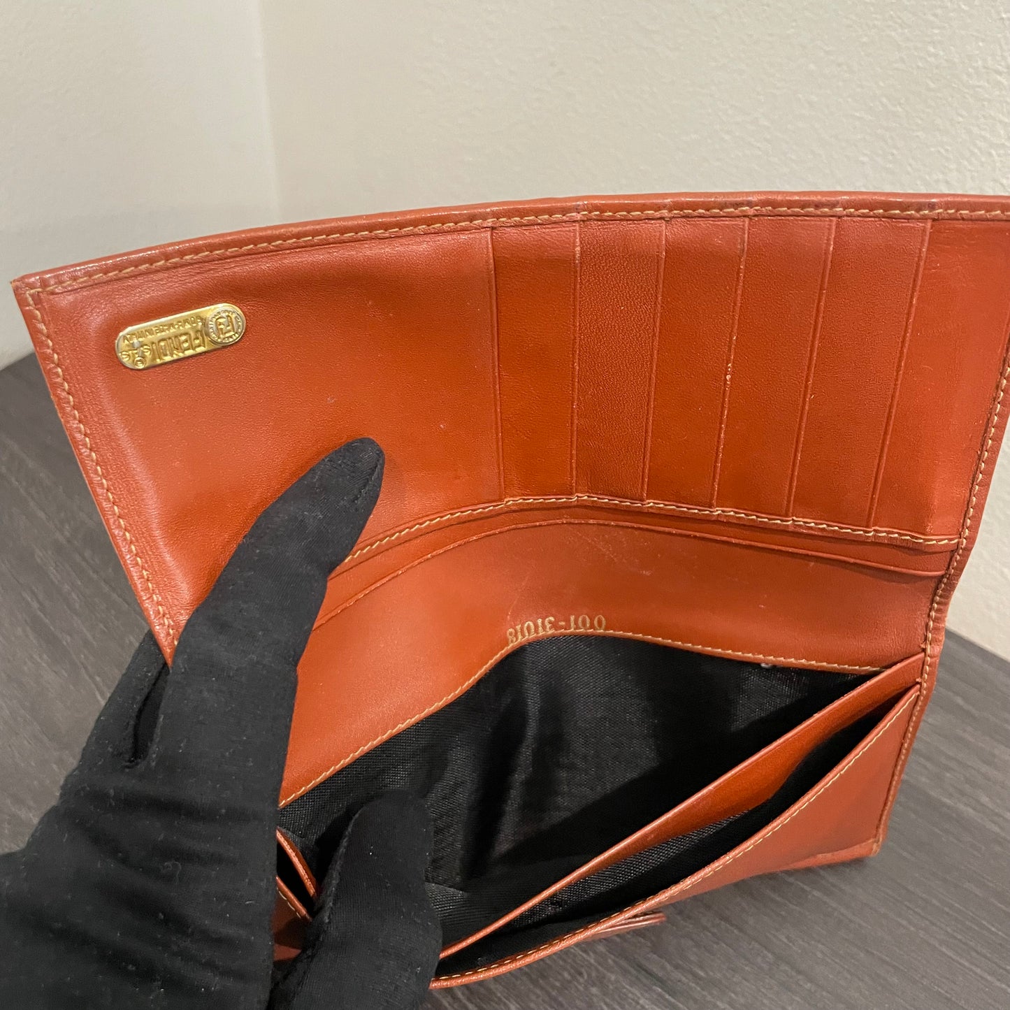 #172 FENDI Brown Leather Canvas Wallet