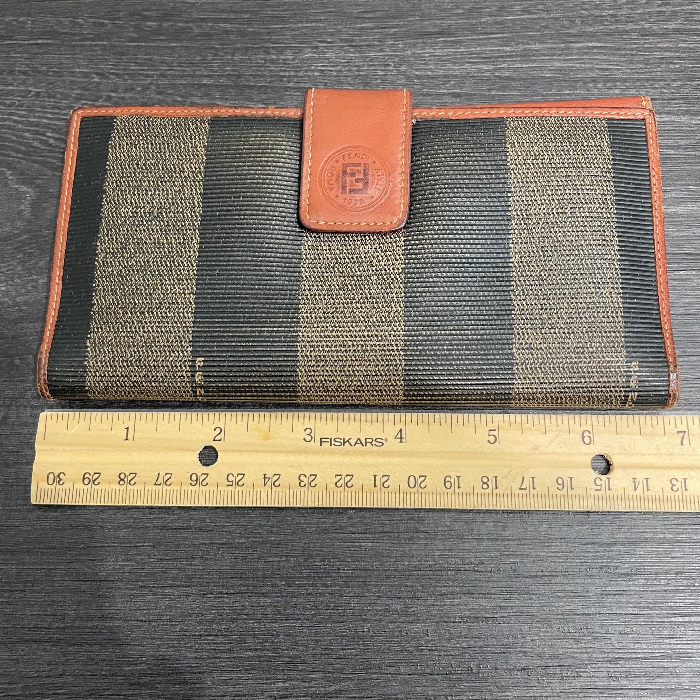 #172 FENDI Brown Leather Canvas Wallet