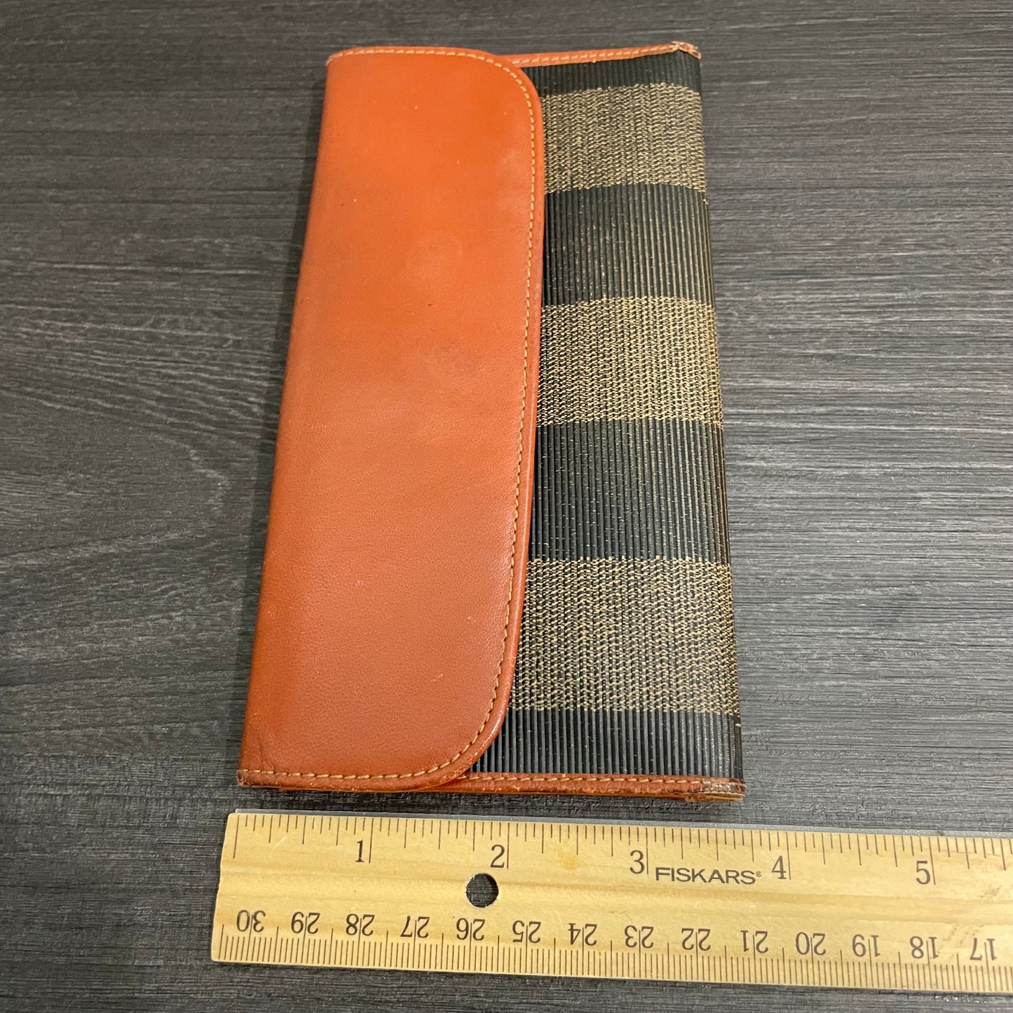 #172 FENDI Brown Leather Canvas Wallet