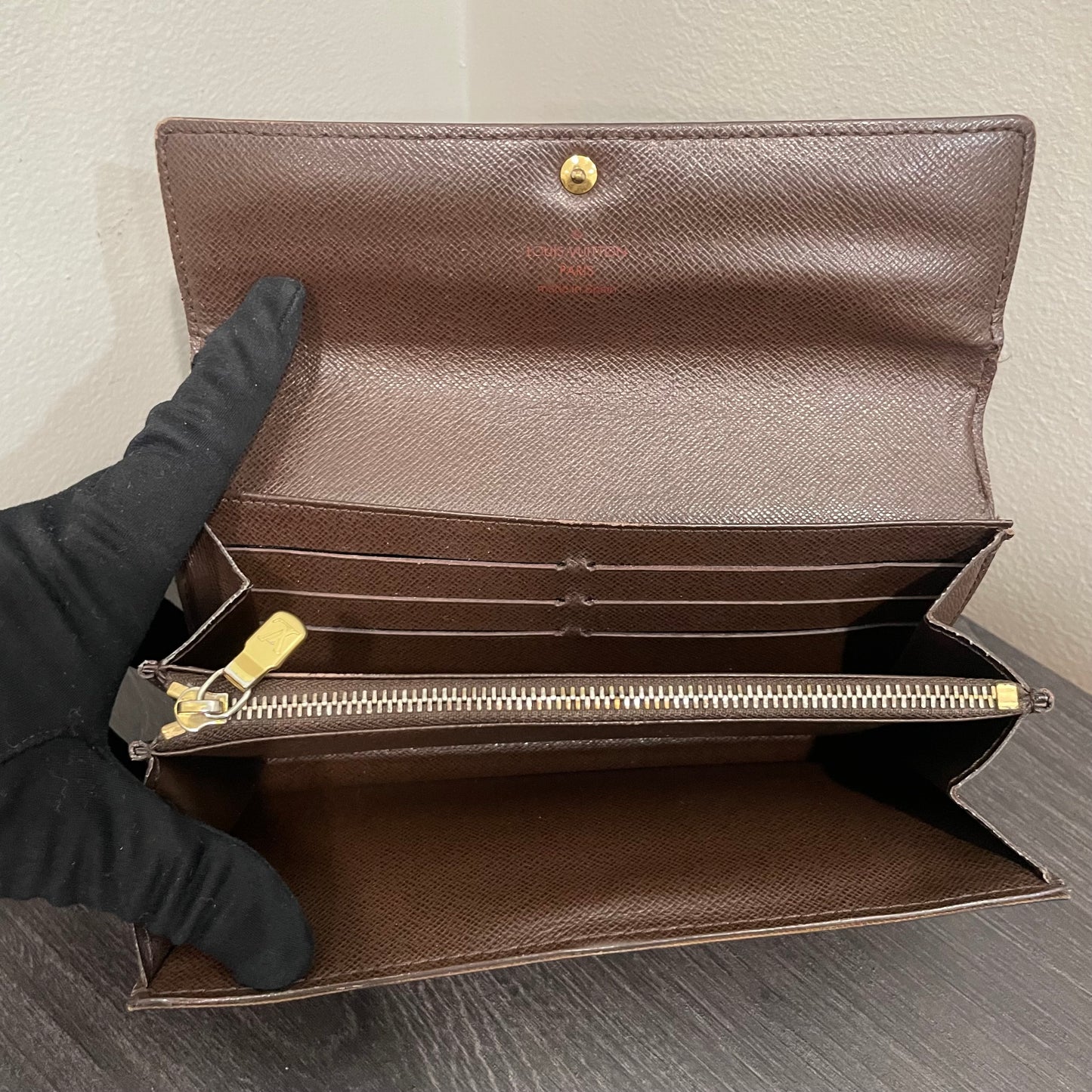 #178 LOUIS VUITTON Damier Ebene Long Wallet