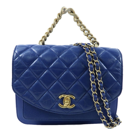 #116 CHANEL 2019 Blue 2Way Top Handle Bag MSRP $7,400