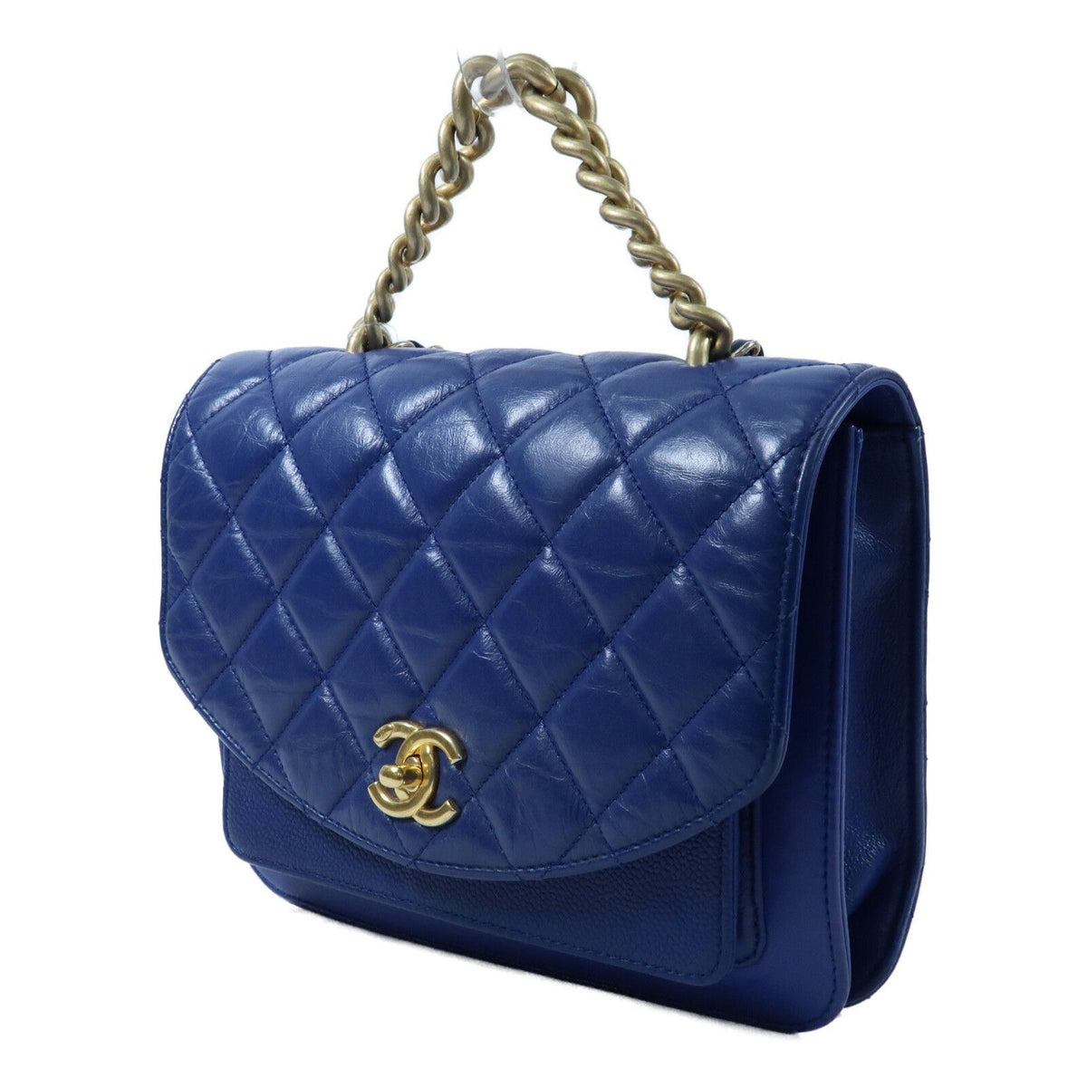 #116 CHANEL 2019 Blue 2Way Top Handle Bag MSRP $7,400