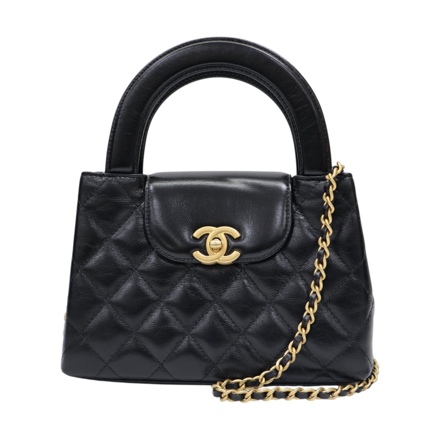 #038 CHANEL Lambskin Mini Kelly Top Handle Bag