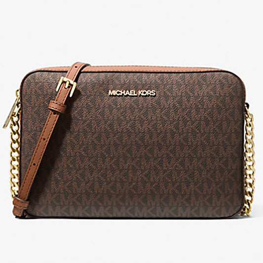 Jet Set Large Printed Logo Crossbody Bag - BROWN Logo Print