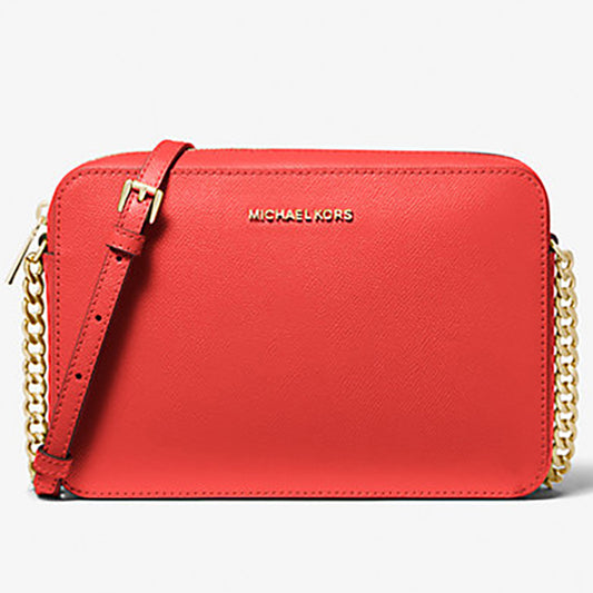 Jet Set Large Saffiano Leather Crossbody Bag - SORBET