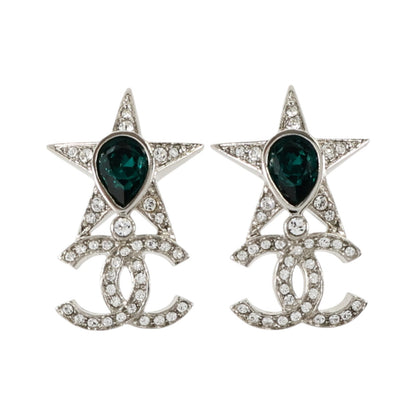 Chanel Green/Silver Pierced Earrings(Oct 31)