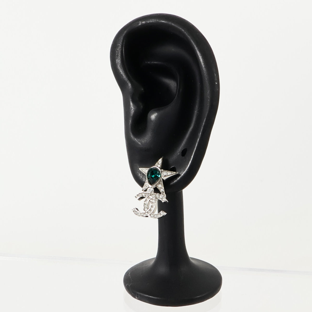 Chanel Green/Silver Pierced Earrings(Oct 31)