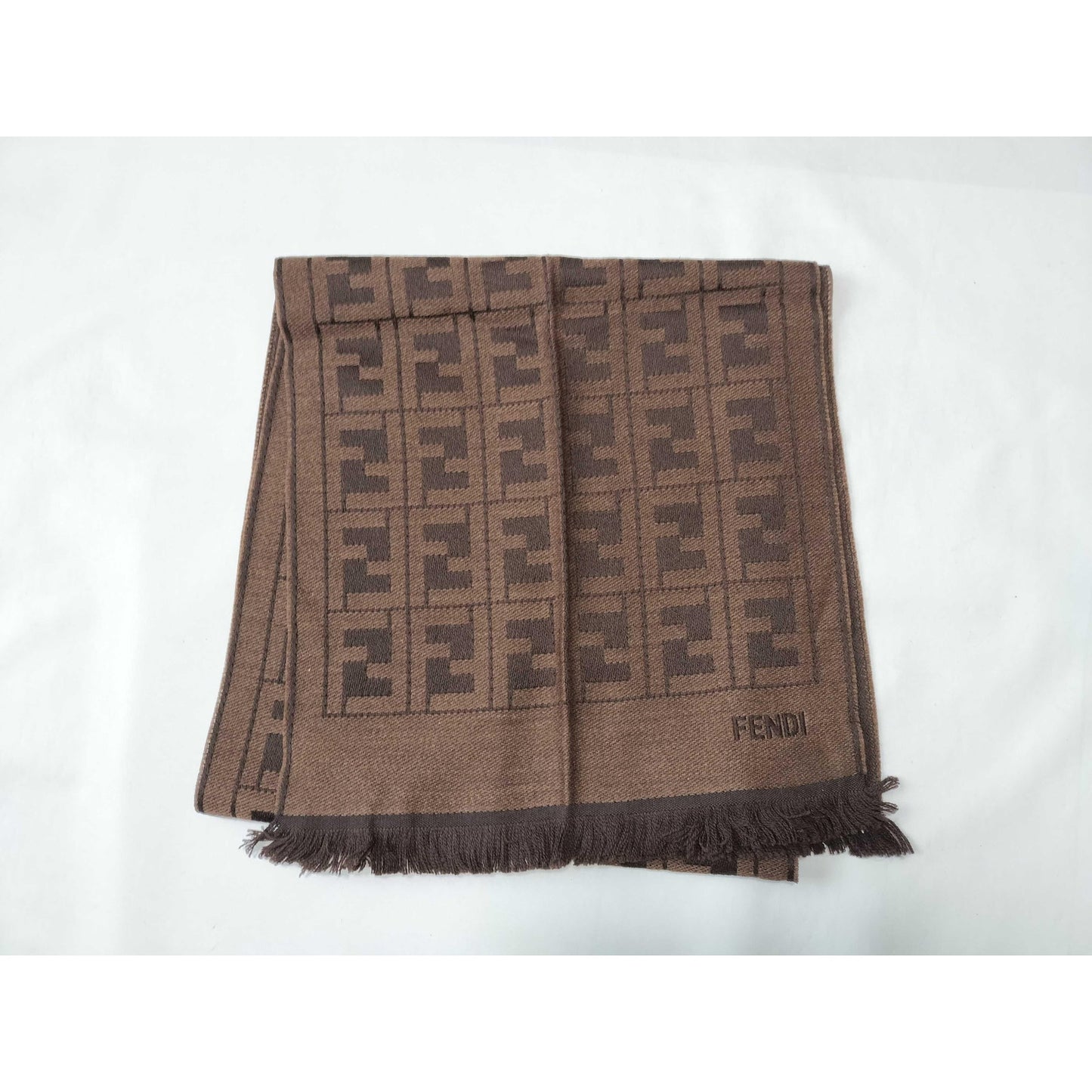 #108 FENDI Brown Wool Scarf