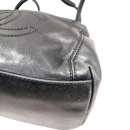 BF-17 CHANEL CC Logo LAX Tassel Black Lambskin Shoulder Tote