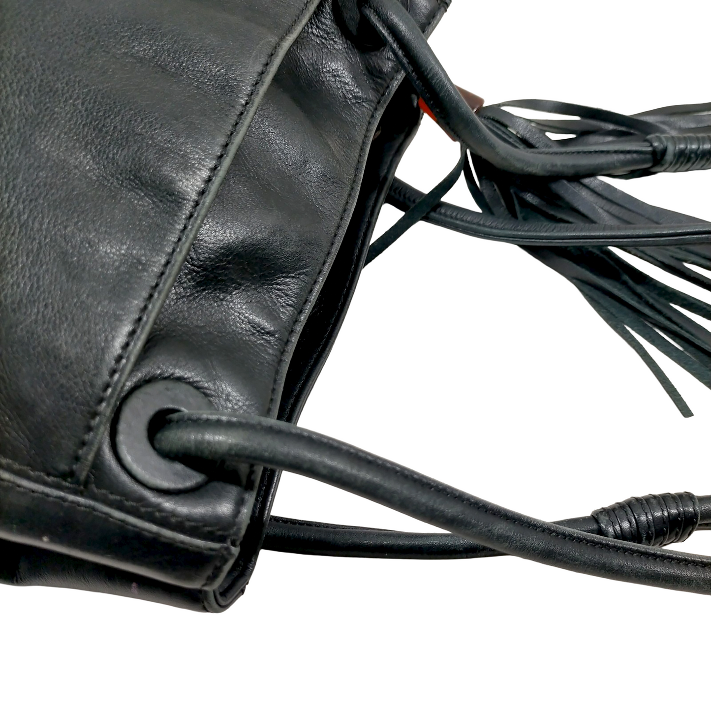 BF-17 CHANEL CC Logo LAX Tassel Black Lambskin Shoulder Tote