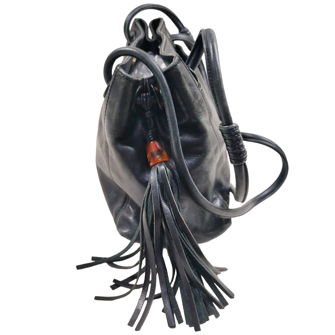 BF-17 CHANEL CC Logo LAX Tassel Black Lambskin Shoulder Tote