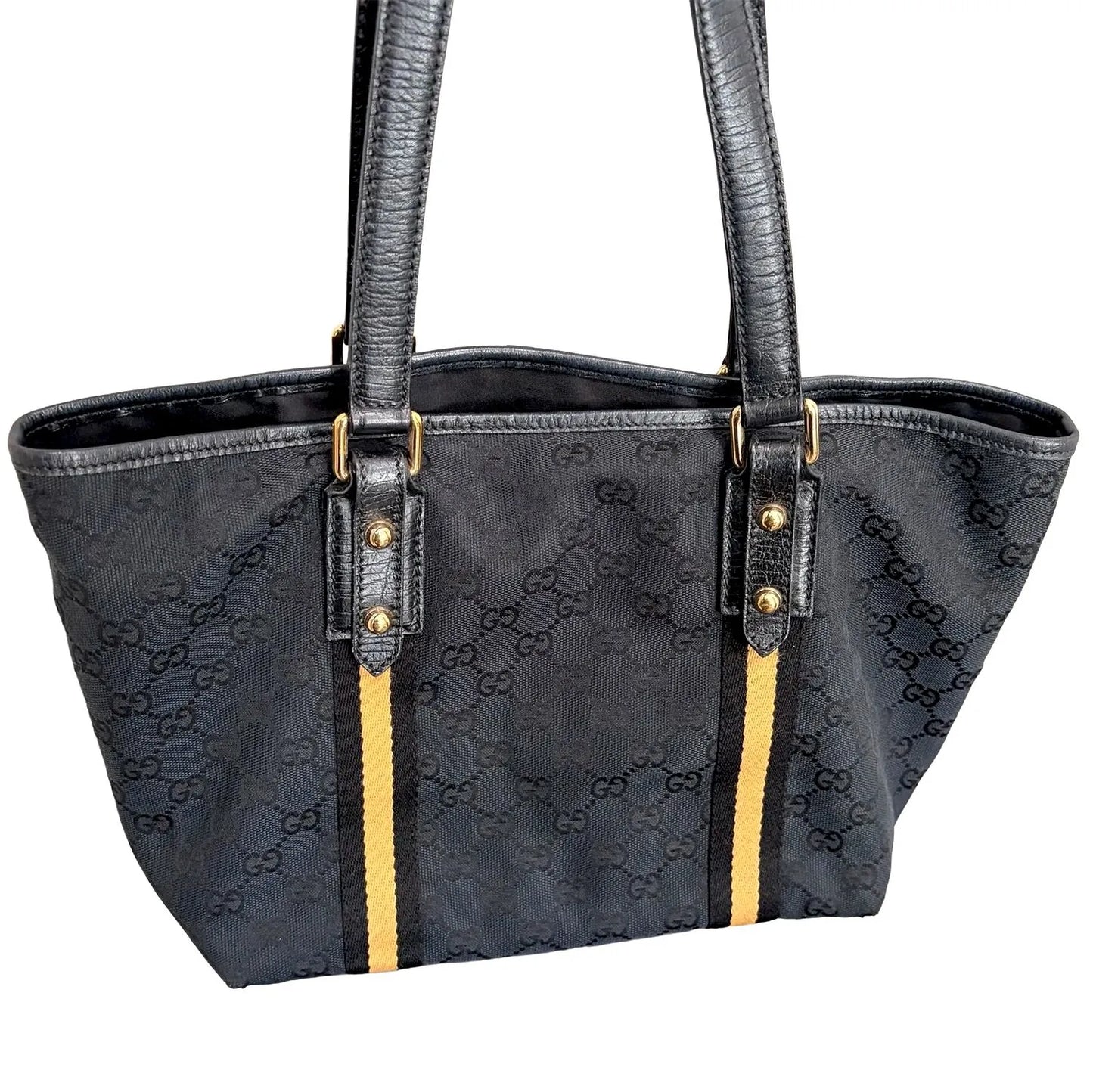 1157 GUCCI Black GG Canvas Jolicoeur Tote Bag