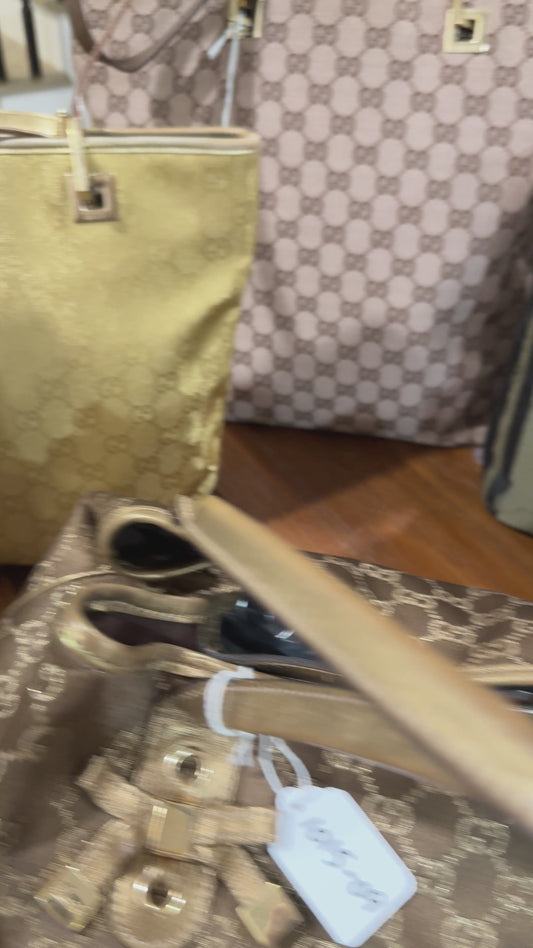 1015-07 GUCCI Gold GG Canvas Tote